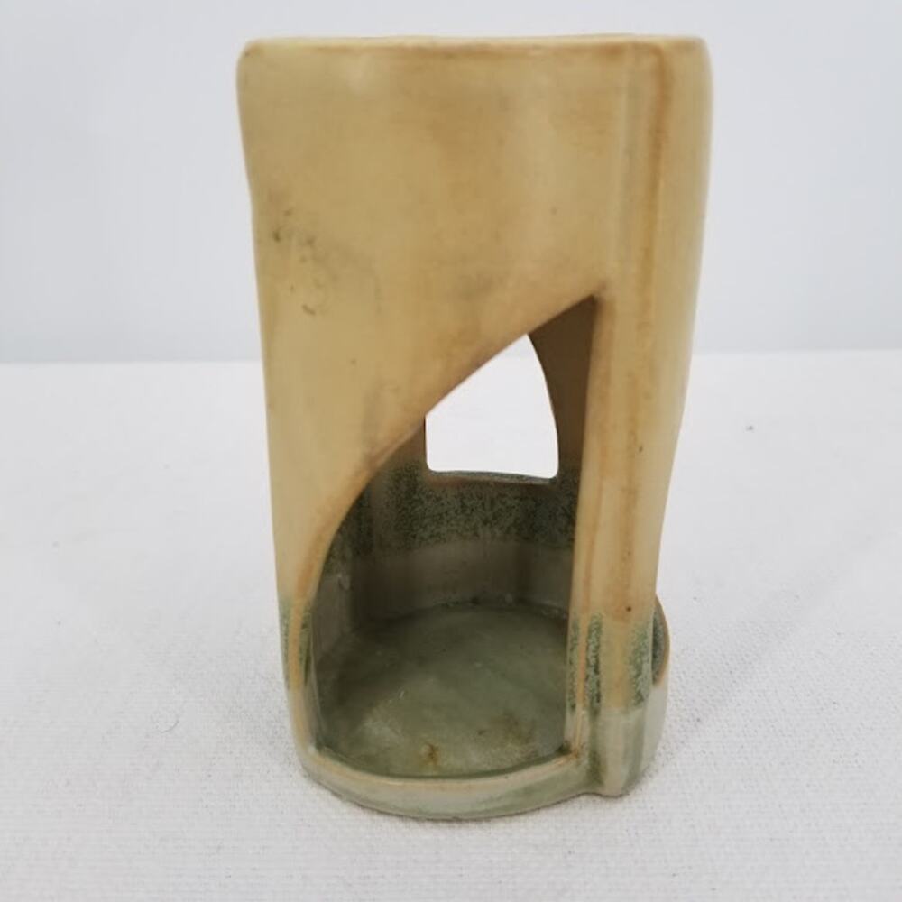 Art Pottery wax melt votive candle MCM Mid Century Modern Stone Look Geometric
